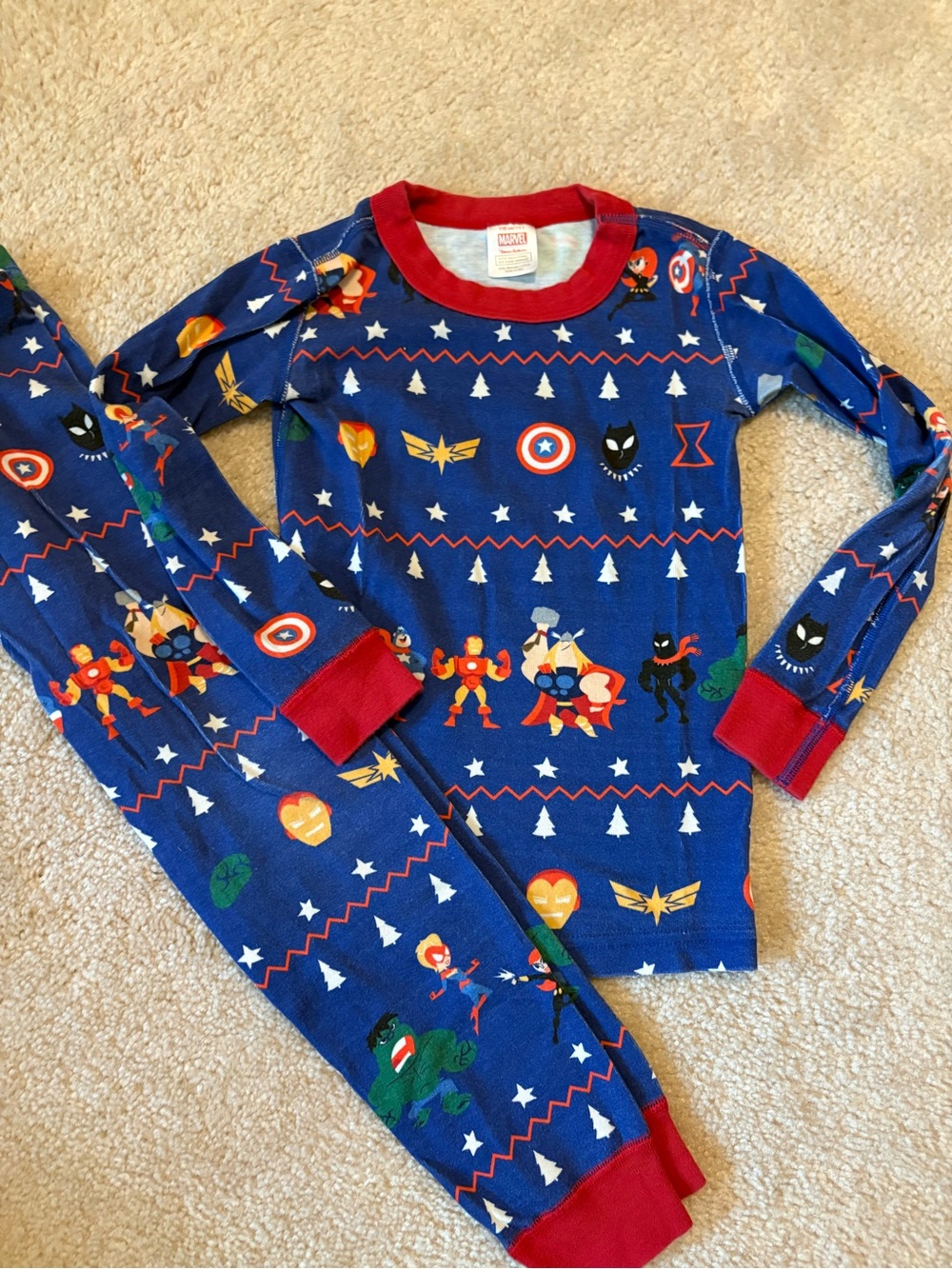 Marvel Kids Blue and Red Superhero Pajama Set